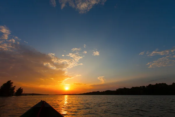 Sunset in Danube on the boat — Stock Photo, Image