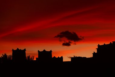 Fas, AIT benhaddou geleneksel kuleleri silüeti