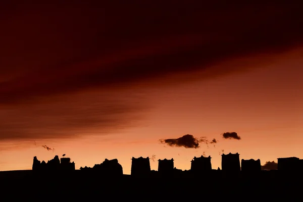 Silhouette of traditional towers in Morocco, Ait Benhaddou — Stock Photo, Image