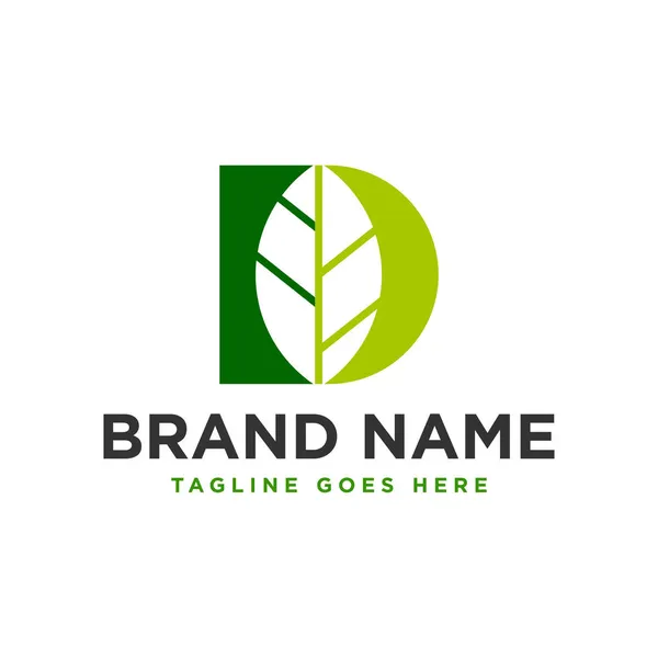 Foglia Ispirazione Illustrazione Logo Design Con Lettera — Vettoriale Stock