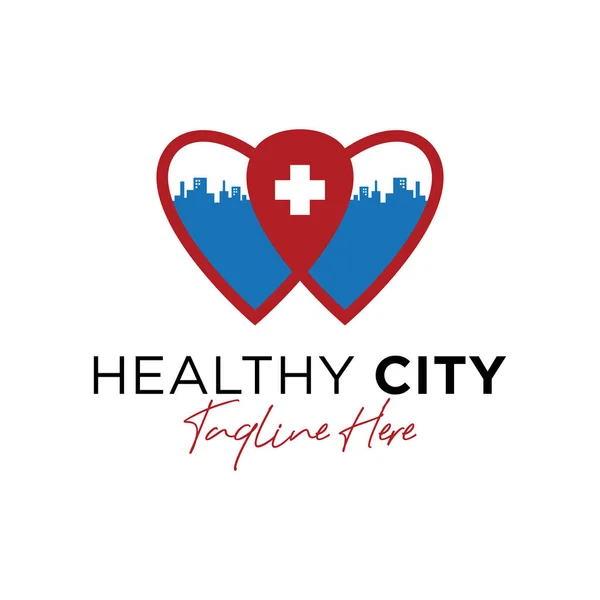 Logo Gambar Kota Yang Sehat Vektor Desain Perusahaan Anda - Stok Vektor