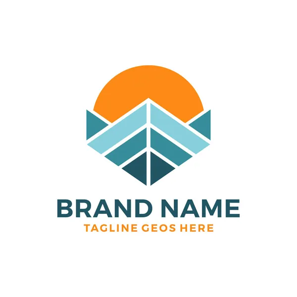 Mar Sol Inspiração Ilustração Logotipo Design Sua Empresa — Vetor de Stock
