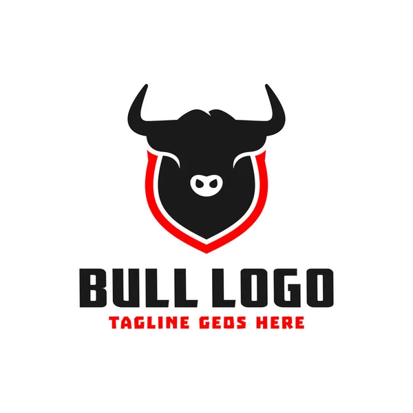 Bull Head Shield Inspiration Illustration Logo Design Votre Entreprise — Image vectorielle