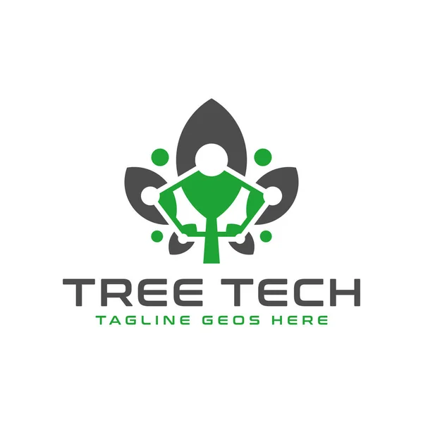 Futuro Árbol Tecnología Ilustración Logo Diseño Empresa — Vector de stock