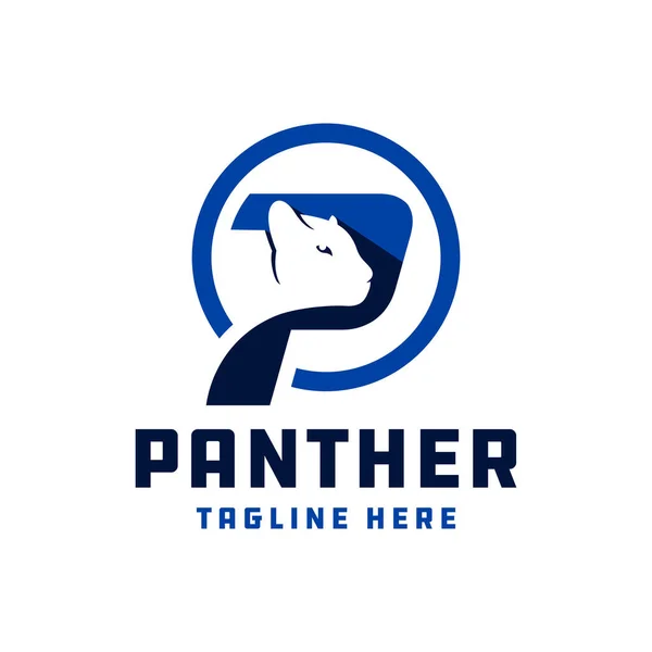 Panthère Animal Illustration Logo Design Avec Lettre — Image vectorielle