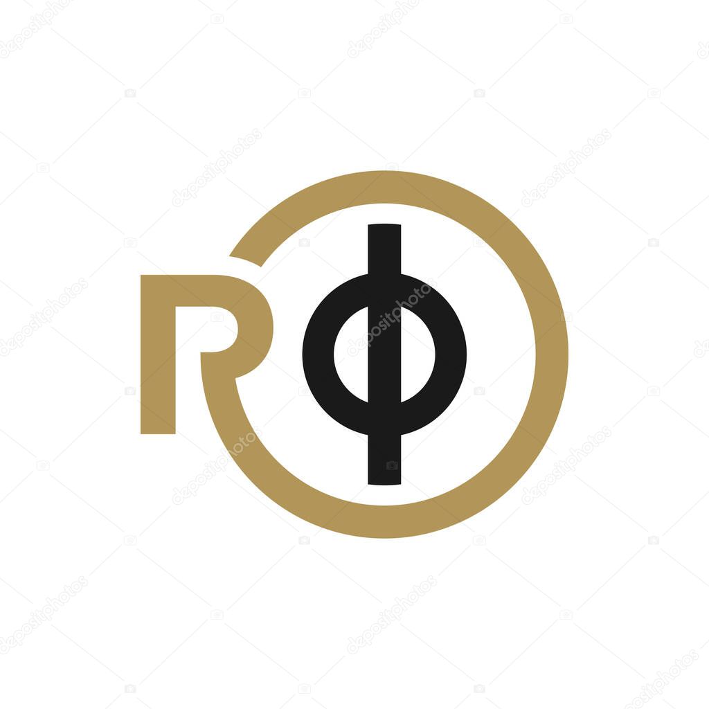 banking business illustration logo design with letter RO