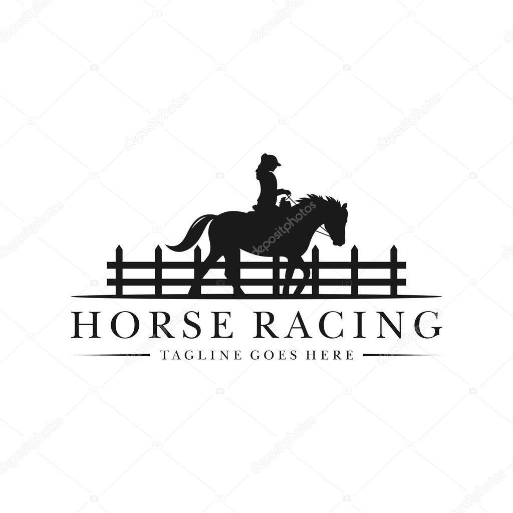 Horse racing sports field illustration logo design