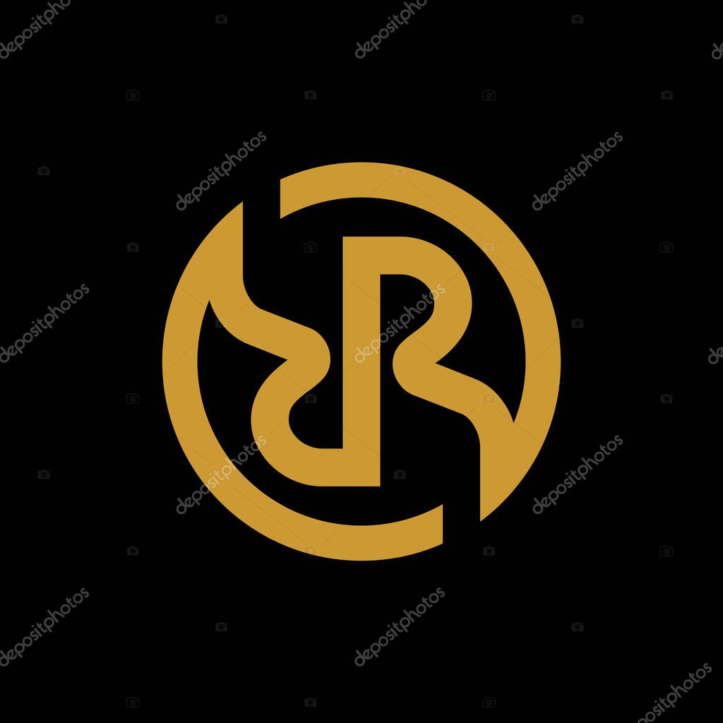 Industrial business illustration logo design with circle double letter R
