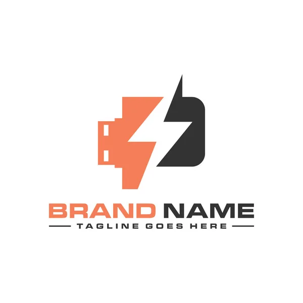 Usb Electric Current Illustration Logo Design Your Company — стоковый вектор