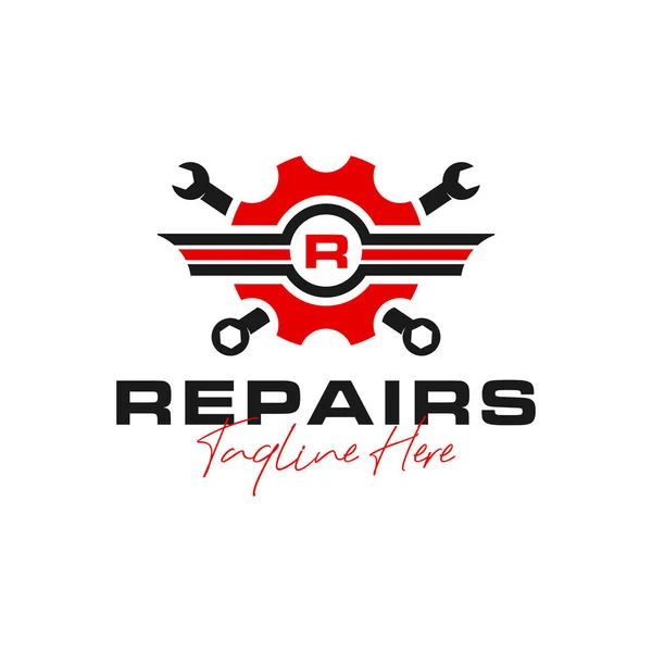 Motor Reparação Ilustração Logotipo Design Sua Empresa —  Vetores de Stock