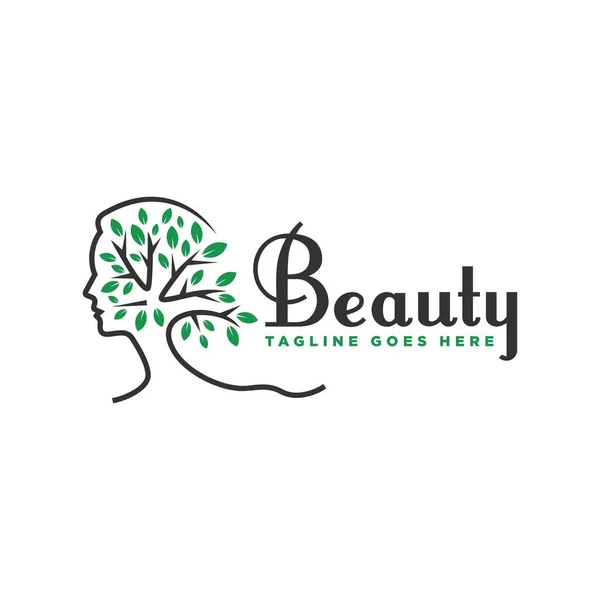 Beauty Salon Tree Outline Logo Design Your Company — Stok Vektör