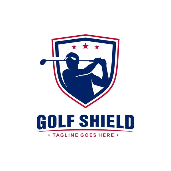 Golf Sports Shield Illustration Logo Design Your Company — Stock Vector