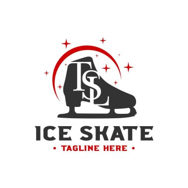 ice skate illustration logo design with letter TSL