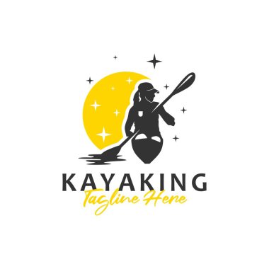 woman kayak sports logo design on the lake
