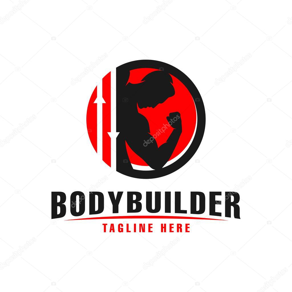 Bodybuilder sports shield logo design your company