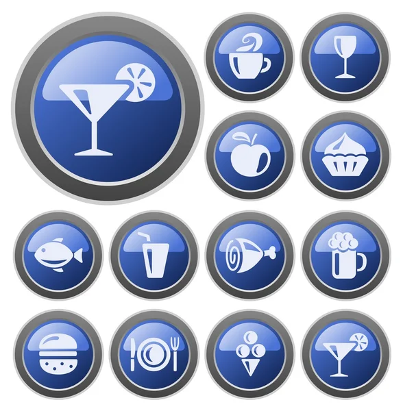 Yiyecek ve içecek düğmeleri — Stok Vektör