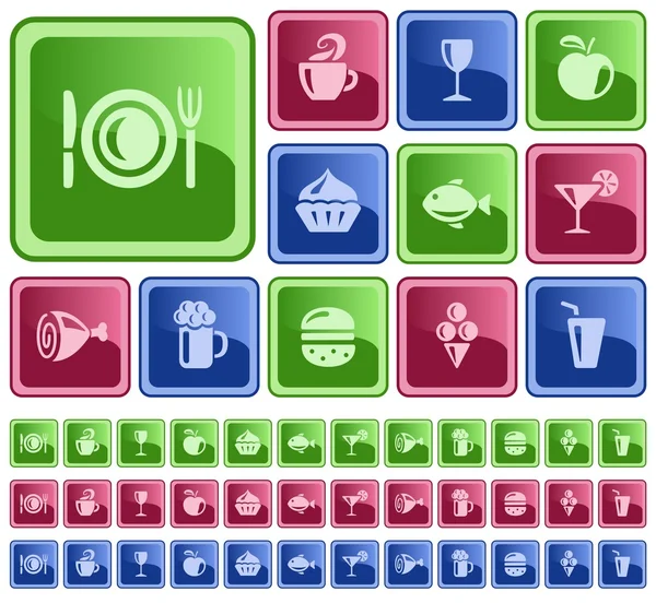 Boutons aliments et boissons — Image vectorielle