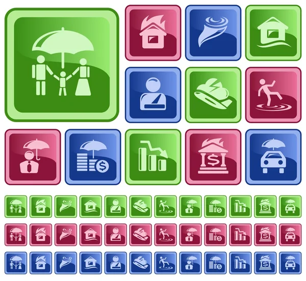 Försäkring knappar — Stock vektor