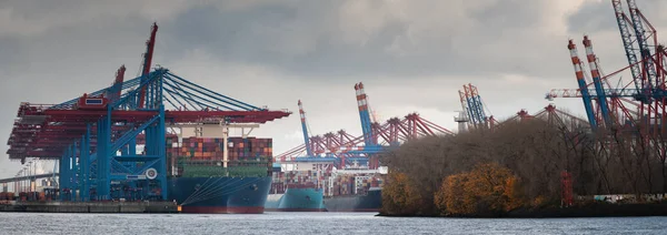 Terminal Container Amburgo Con Alcune Navi Fotografia Stock