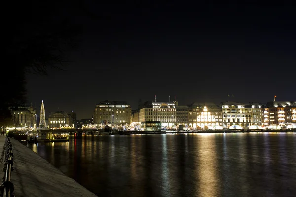 Hamburg in de avond — Stockfoto