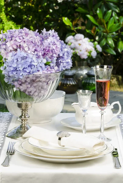 Dinning table set on the garden — Stock Photo, Image