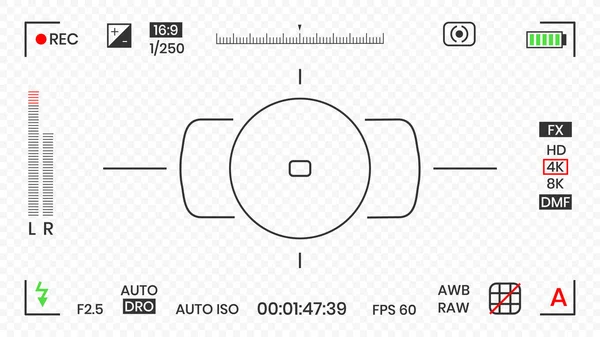 Videocamera mirino video o foto cornice registratore stile piatto disegno vettoriale illustrazione. — Vettoriale Stock