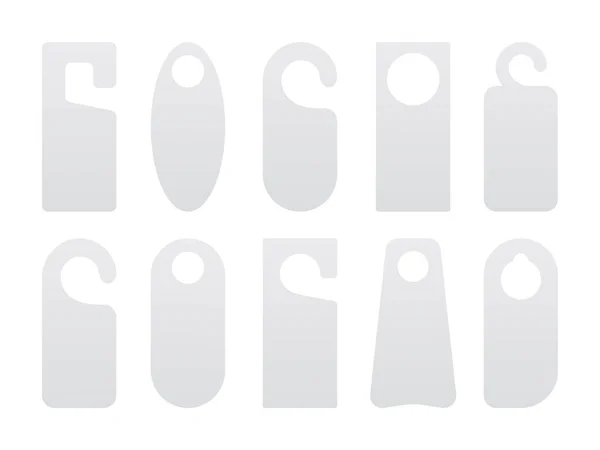 Hotel deur hanger tags template pictogram borden set platte stijl design vector illustratie. — Stockvector