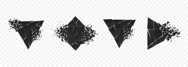 Shape explosion broken and shattered flat style design vector illustration set isolated on transparent background. — Stock Vector