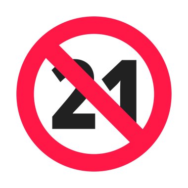 21 yasaklı yuvarlak simge işaretinin altında vektör çizimi.