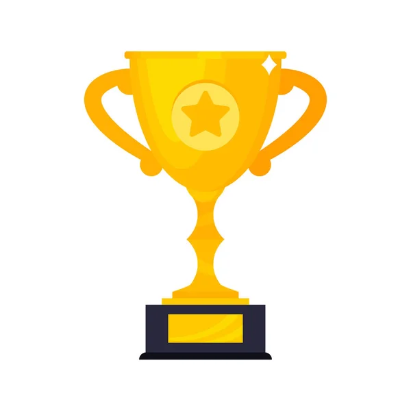 Ganar el trofeo de oro copa copa icono signo estilo plano diseño vector ilustración. — Archivo Imágenes Vectoriales