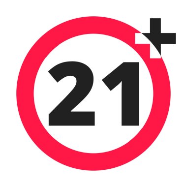 21 yasaklı yuvarlak simge işaretinin altında vektör çizimi.