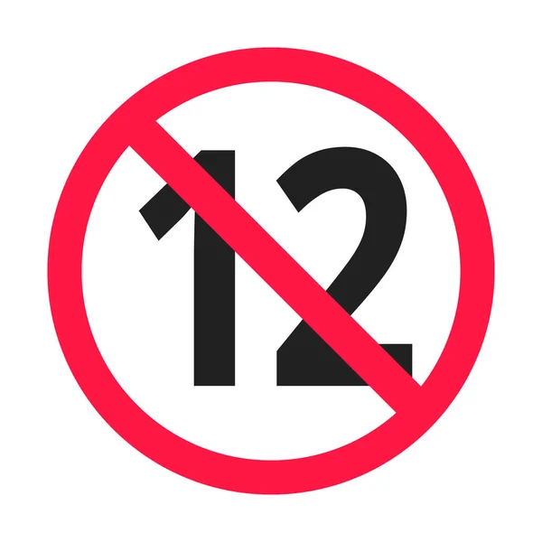 Über 12 plus verbotene runde Symbolzeichen Vektor-Illustration. — Stockvektor
