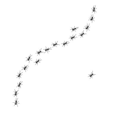 İşçi karıncalar iz çizgisi düz stil tasarım vektör çizimi beyaz arkaplan üzerinde izole.