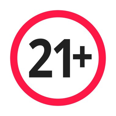 21 yasaklı yuvarlak simge işaretinin altında vektör çizimi.