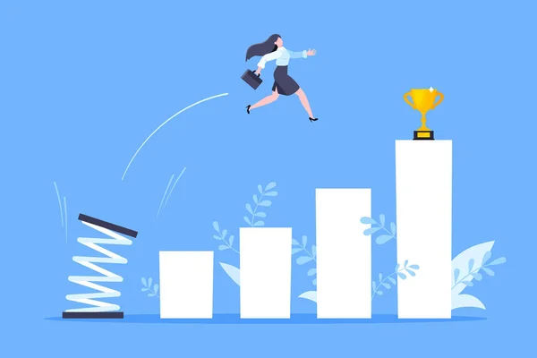 Springboard empresário salto em altura estilo plano conceito de ilustração vetorial. —  Vetores de Stock