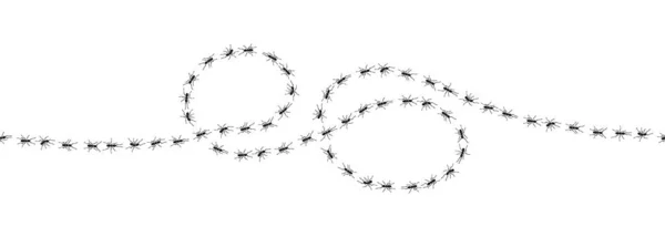 Робочі мурахи слідують за лінією плоского стилю Векторні ілюстрації ізольовані на білому тлі . — стоковий вектор