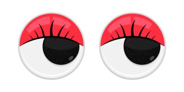 Plastik oyuncak güvenliği titrek gözler düz stil tasarım vektör çizimi beyaz arkaplanda izole.