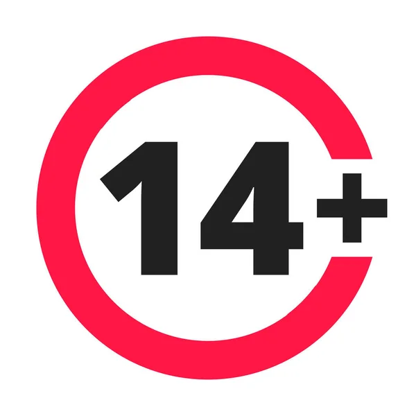 Oltre 14 anni più vietato rotonda icona segno vettoriale illustrazione. — Vettoriale Stock