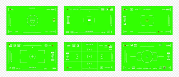 Color verde croma clave cámara rec marco visor superposición pantalla de fondo estilo plano diseño vector ilustración. — Vector de stock