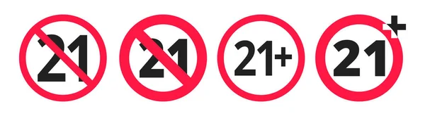 Bajo 21 prohibido ronda icono signo vector ilustración conjunto. — Vector de stock