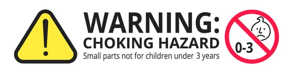 Pegatina de señal prohibida de peligro de asfixia no apta para niños menores de 3 años aislados sobre fondo blanco. — Vector de stock