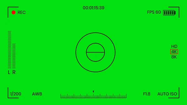 绿色彩色键控相机rec帧取景器覆盖背景屏幕平面设计矢量插图. — 图库矢量图片