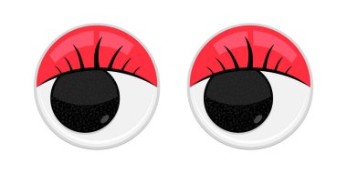 Plastik oyuncak güvenliği titrek gözler düz stil tasarım vektör çizimi beyaz arkaplanda izole.