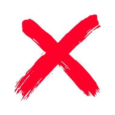 Fırça darbeleriyle çizilmiş kirli grunge el x vektör resimleme simgesi.