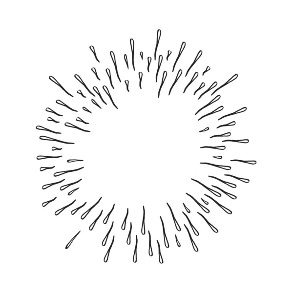 Handgezeichnete Starburst Doodle Explosion Vektor Illustration isoliert auf weißem Hintergrund. — Stockvektor