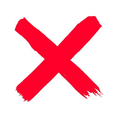 Fırça darbeleriyle çizilmiş kirli grunge el x vektör resimleme simgesi.