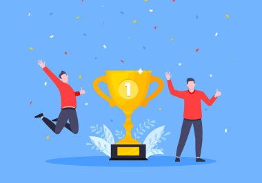 Ayın çalışanı tanıma ya da gururlu çalışanları iş konsepti düz stil tasarım vektör çizimi.