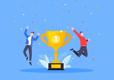 Ayın çalışanı tanıma ya da gururlu çalışanları iş konsepti düz stil tasarım vektör çizimi.