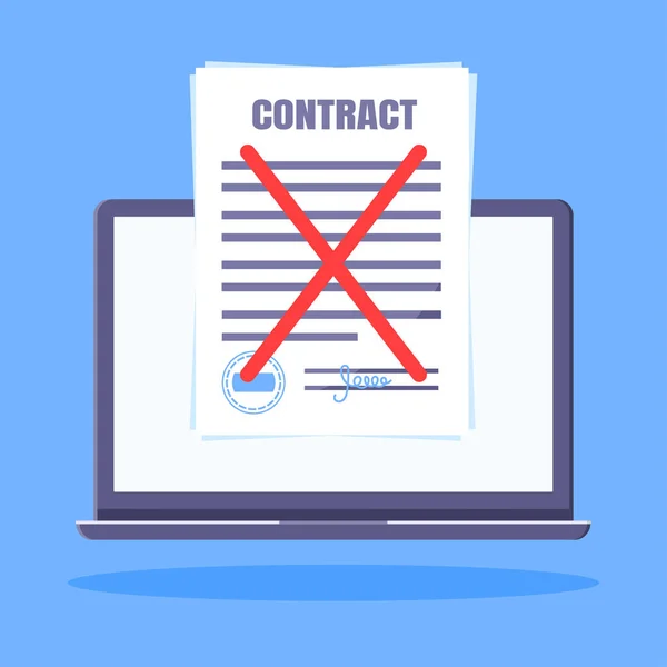Résiliation de contrat concept d'entreprise. Contrat résilié rupture de feuille de papier. — Image vectorielle
