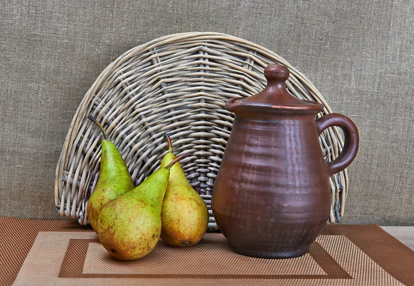 Pottery And Pears Still Life — Stock Photo, Image